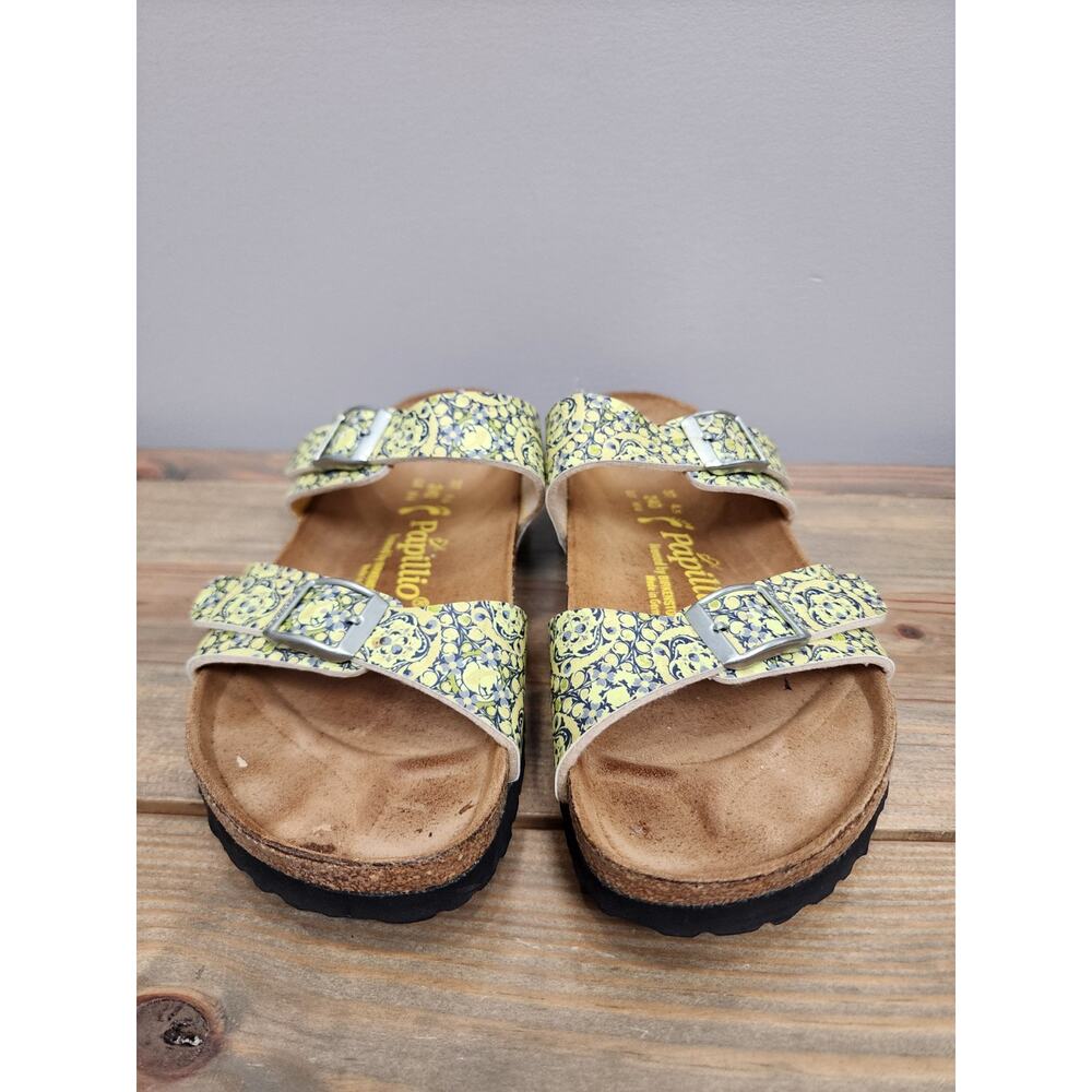 Birkenstock Papillio Navy & Chamomile Kaleidoscope Sydney Two Strap Slide L6 M4 - Picture 3 of 7